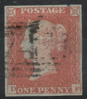 GB QV 1841 1d Red SG8 Plate 85 BS74 (D-F) 4 Margins Good Used  (TT594)