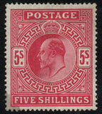 GB 1902 KGVII SG263 5/ Bright Carmine Small grease (?) stain bottom Left (AM516)