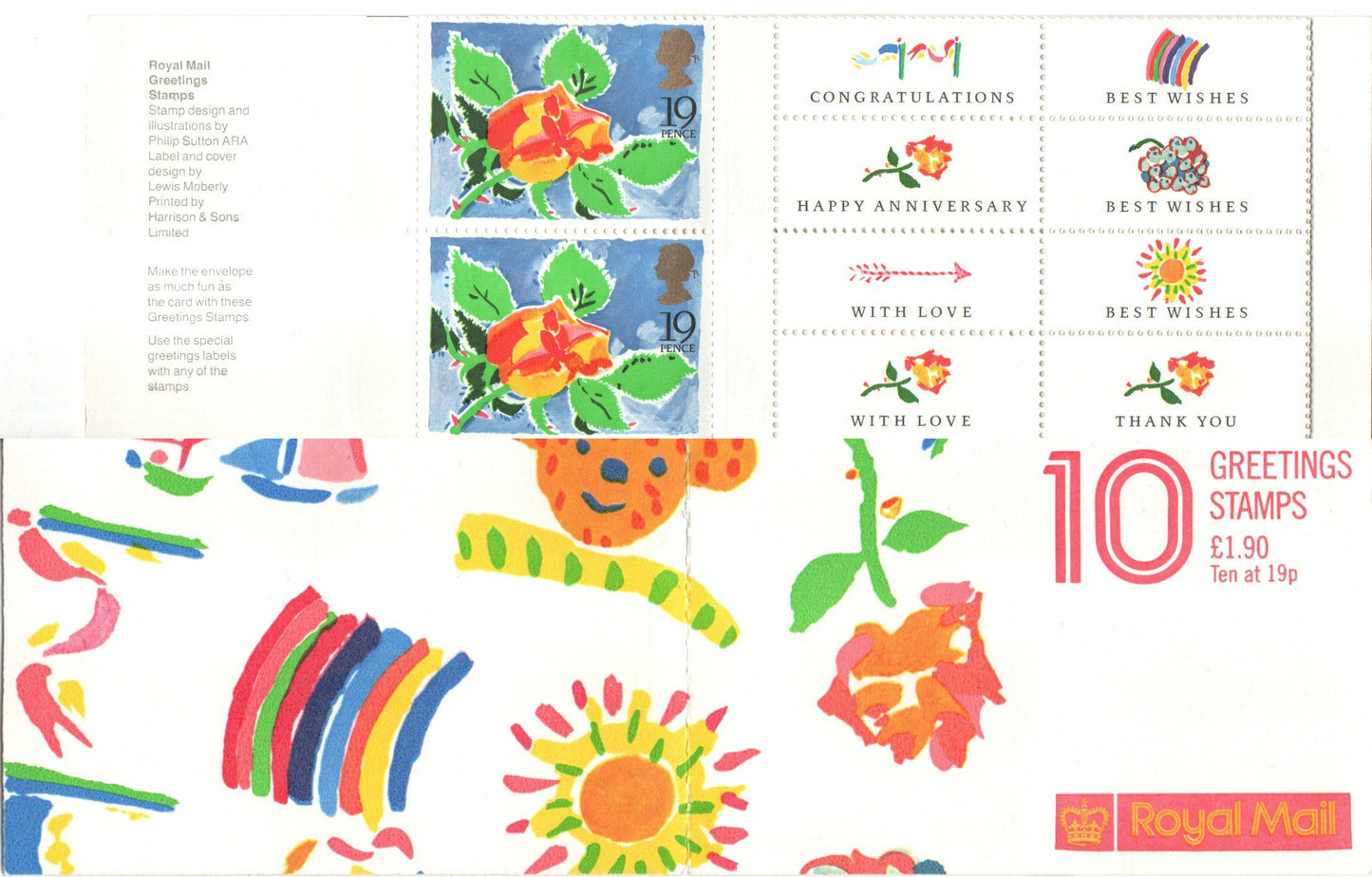 GB 1989 Booklet 10 x 19p  FY1 Greetings with Labels Mint Condition (LL103)