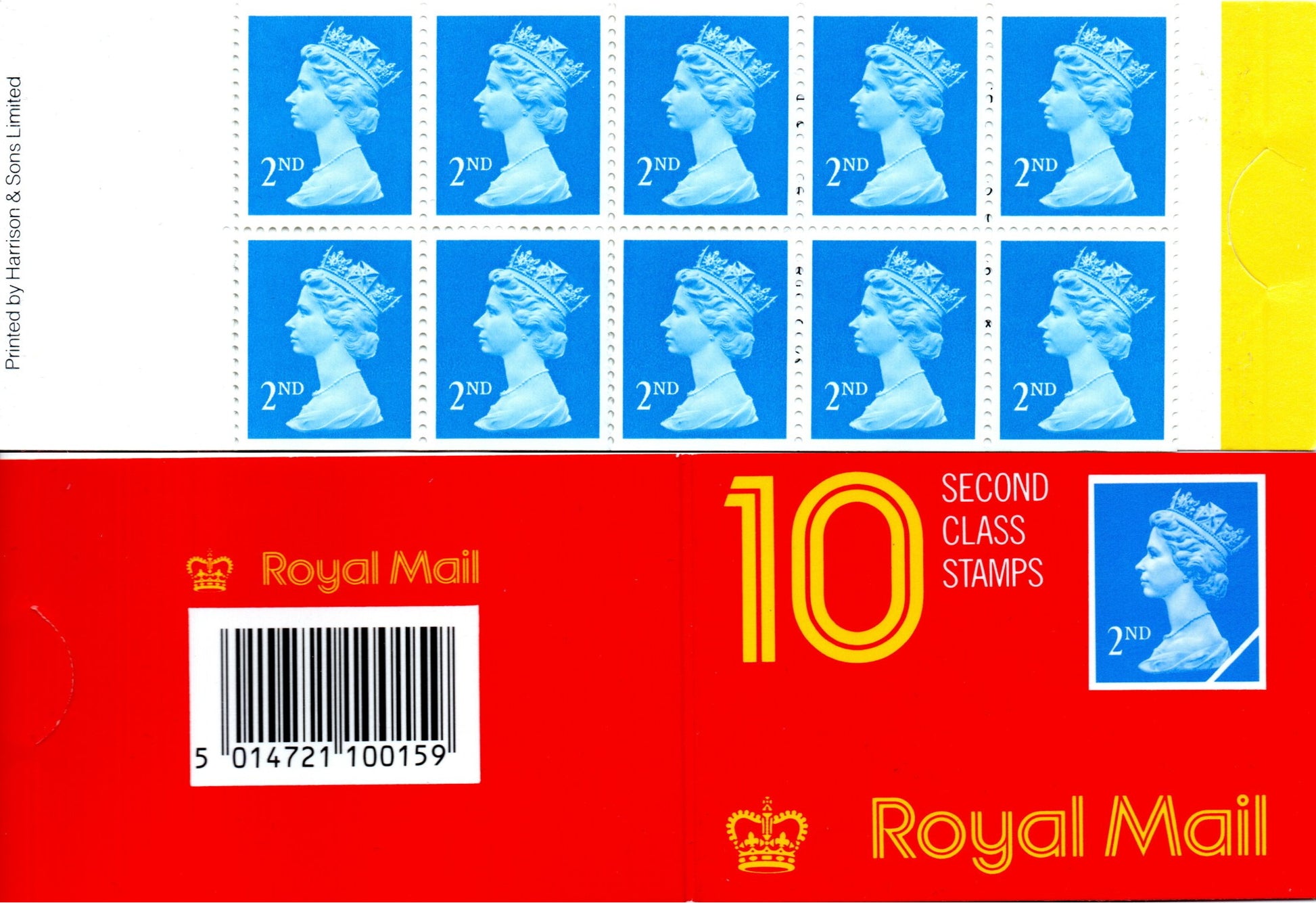 GB 1989 Booklet 10 x 2nd Class HC1a Round Tab No Code Mint Condition
