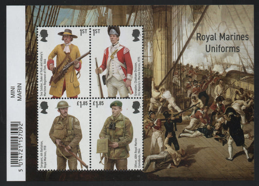GB 2022 Miniature Sheet Barcoded M/S MS4722 Royal Marines Uniforms 