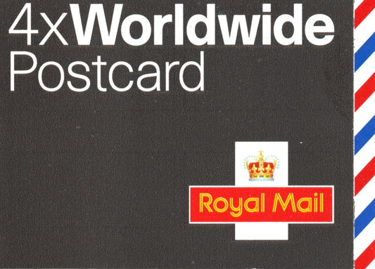 GB QEII 2004 Booklet MJA1, &nbsp;4 x SG2357a Airmail Worldwide Postcard U/M MNH. Minor blade flaw across top two stamps