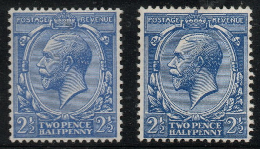 GB 1912 GB KGV SG371 & 372 2½d  Cobalt & Bright Blue both U/M