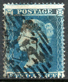 GB QV 1855 2d Blue SG27. Plate 5. Large Crown Perf 16 (R - J) (LPS106)