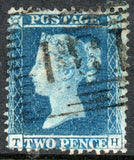GB QV 1855 2d Blue SG27. Plate 5. Large Crown Perf 16 (T - H) (LPS108)