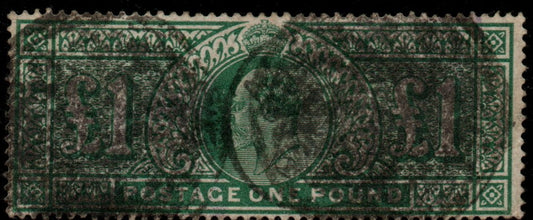 GB KEVII 1902 SG266 £1 Dull Green Heavily Used SPACEFILLER (LPS10)