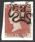 GB QV 1841 1d Red SG8m with No 2 in Maltese Cross on small piece (R - C) (LPS112)