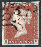 GB QV 1841 1d Red SG8m with No 5 in Maltese Cross (S - D) (LPS119)