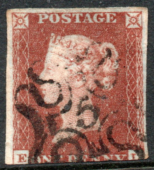 GB QV 1841 1d Red SG8m with No 5 in Maltese Cross (E - L))