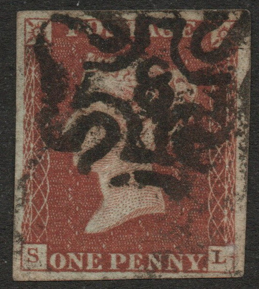 GB QV 1841 1d Red SG8m with No 8 in Maltese Cross (S - L) (LPS127)