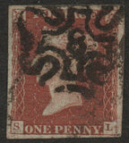 GB QV 1841 1d Red SG8m with No 8 in Maltese Cross (S - L) (LPS127)