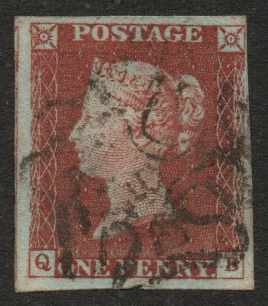 GB QV 1841 1d Red SG8m with No 10 in Maltese Cross (Q - B) 