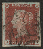 GB QV 1841 1d Red SG8m with No 10 in Maltese Cross (Q - B) (LPS129)
