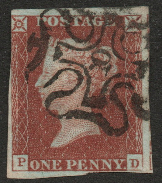 GB QV 1841 1d Red SG8m with No 10 in Maltese Cross (P - D)