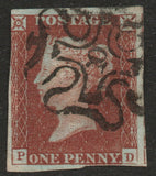 GB QV 1841 1d Red SG8m with No 10 in Maltese Cross (P - D) (LPS132)