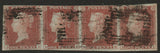GB QV 1841 1d Red SG8 Plate No 120 (Scottish Cancel) Strip of 4 (PI - PL) (LPS136)