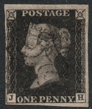 GB QV 1840 1d Black SG2 Plate 8 AS49 State 1 Light Black Maltese Cross. (J - H) (LPS140)