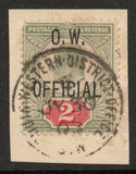 GB KEVII 1902 SGO38 Office of Works 2d Green & Scarlet on piece, more.... (LPS144)