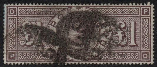 1884 GB QV SG185 £1 Brown P - D Imperial Crown Wmk. 