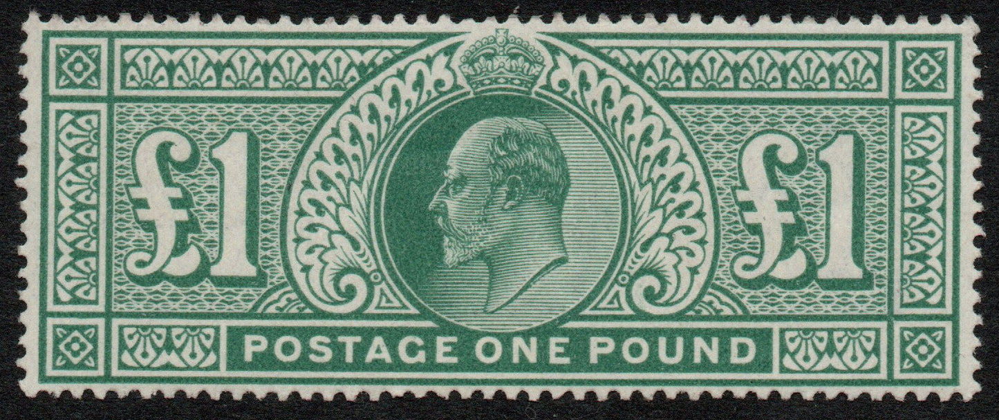 GB SG266 KEVII £1 Green VERY LIGHTLY MOUNTED Mint. Superb Colour (LPS1)