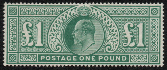GB SG266 KEVII £1 Green VERY LIGHTLY MOUNTED Mint. Superb Colour (LPS1)