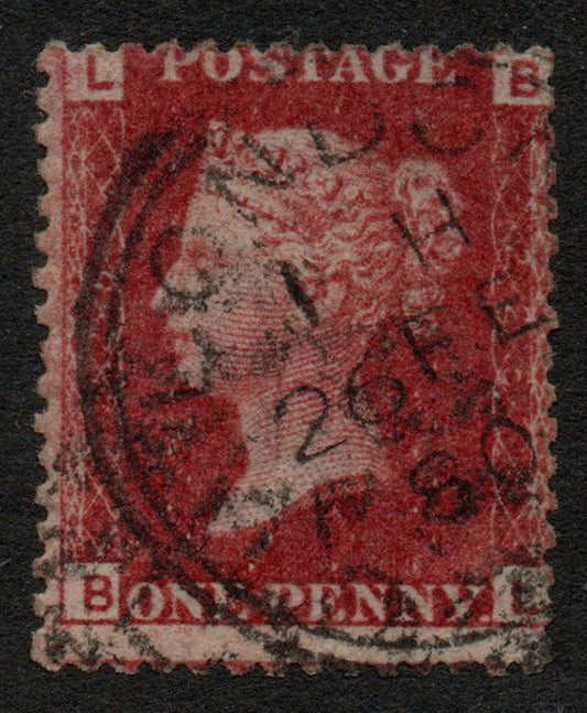 GB 1880 Line Engraved SG43/44 1d Red Plate 225 with London Chief Office Double Circle Date Stamp (LPS24)