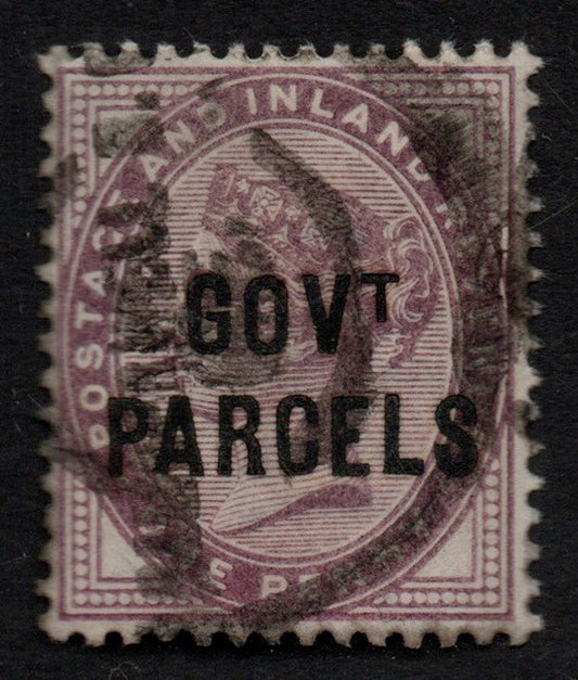 GB 1891-00 Surface Printed SGO69a 1d Lilac Govt Parcels missing dot under T error (LPS37)