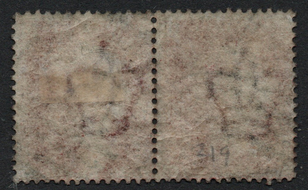 GB QV 1858 SG43/44 Plate 219 Horiz Pair Good Used Q-B/Q-C Brighton Duplex (LPS63)