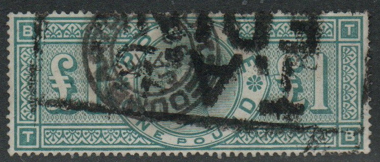 GB QV SG212 £1 Green T - C Parcel Cancel. Price reflects this