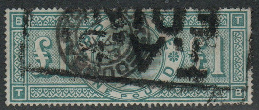 GB QV SG212 £1 Green T - C Parcel Cancel. Price reflects this