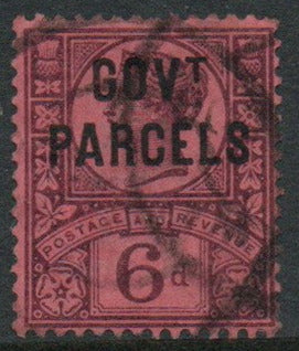 GB QV SGO66a Govt Parcels 6d Purple red-Rose No Dot under T 