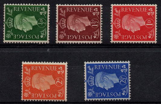 GB KGVI 1937-47 SG462s - 466a Dark Colours All Sideways Watermark. Unmounted Mint