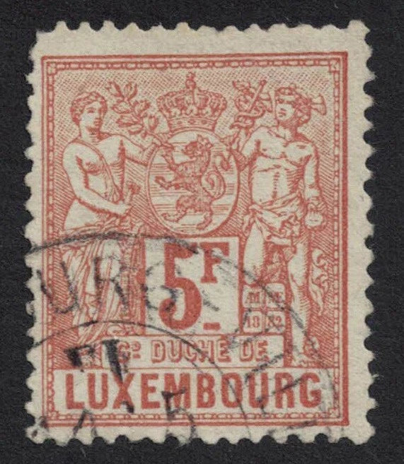 1882 Luxembourg SG92 5F Orange Agriculture & Trade VFU 