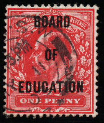 1902 GB KEVII Board of Education 1d Red SGO84 Good Used
