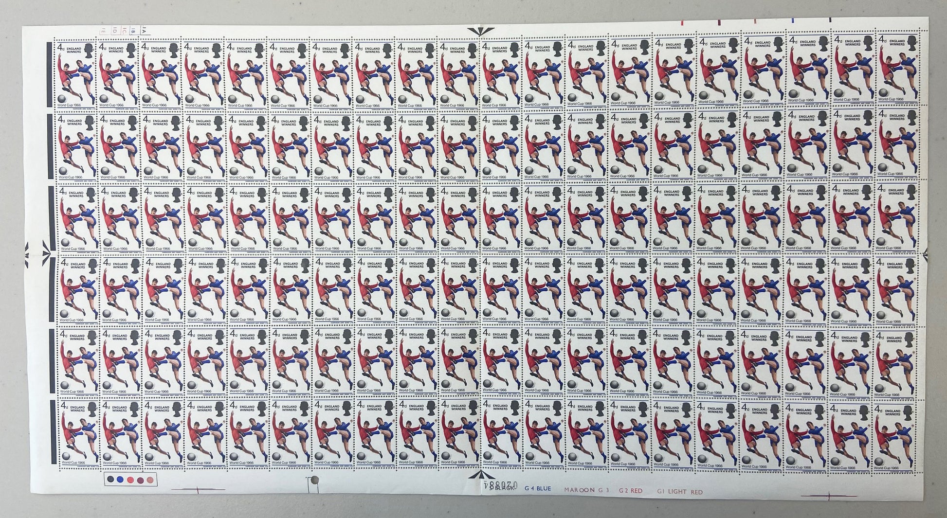 GB 1966 SG693 4d England Winners Full Sheet U/M MNH Possible minor splitting
