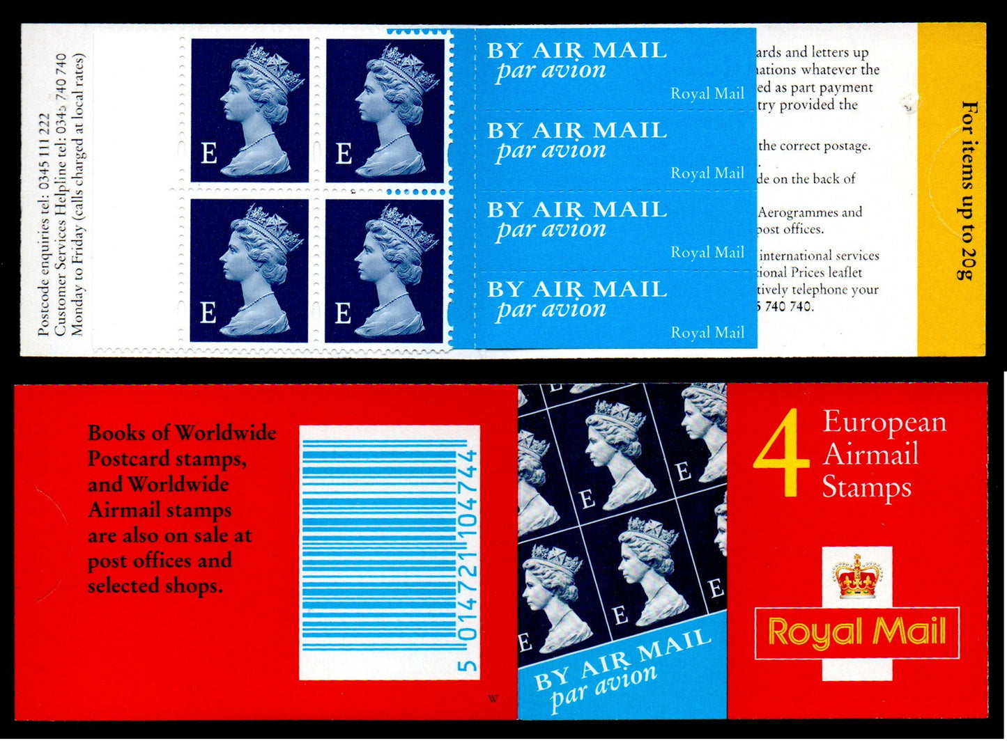 GB 1999 Booklet 4 x "E" HF1  Round Tab Code W Mint Condition