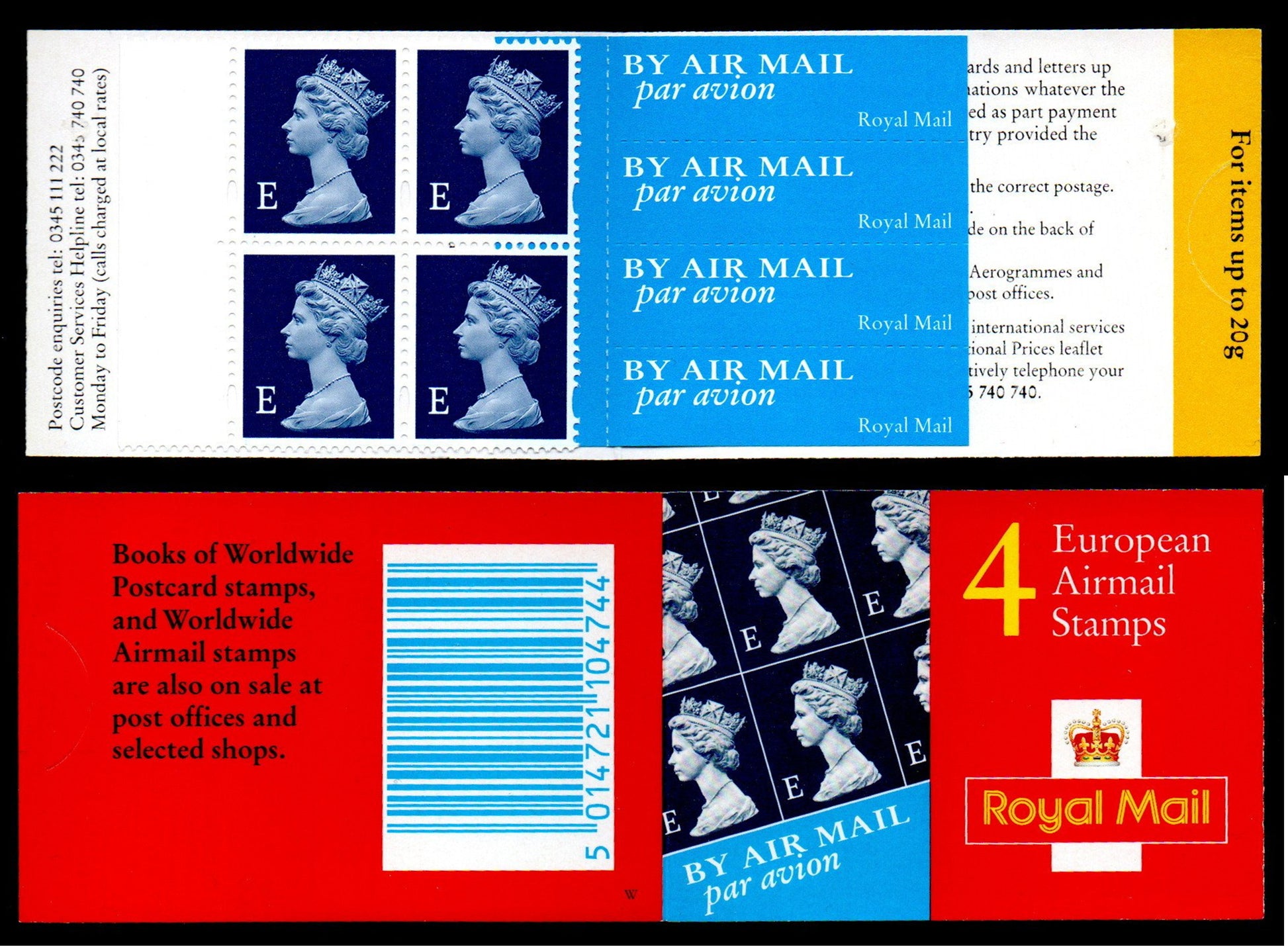 GB 1999 Booklet 4 x "E" HF1  Round Tab Code W Mint Condition