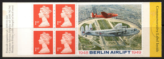 GB 1999 Booklet 4 x 1st Class HB17 Berlin Airlift Round Tab Code W Mint Condition