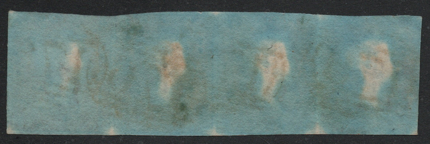 GB QV 1841 SG8  Plate 36 BS25f Strip of 4 (N-G/N-J) Chelmsford Canc. Transitional Plate, most are cancelled with M/C (LPS64)