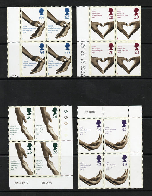 GB QEII SG2046-2049 50th ANNIVERSARY of the NATIONAL HEALTH SERVICE in Blocks of 4 U/M