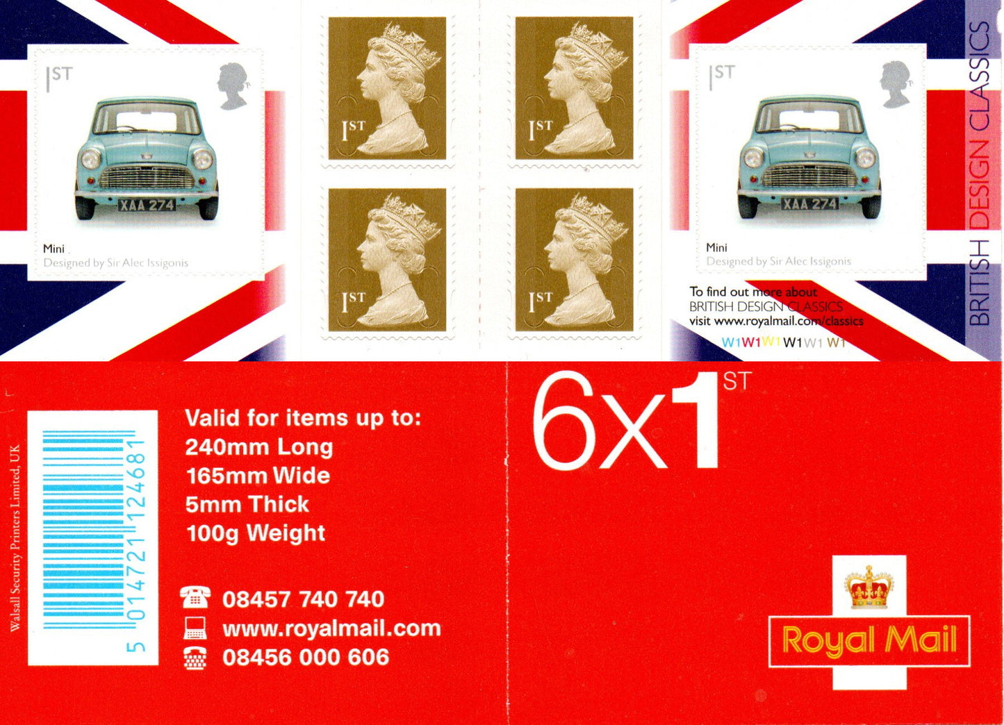 GB QEII 2009 British Design Classics. S/A Booklet PM17  6 x 1st Class U/M MNH (LL61)