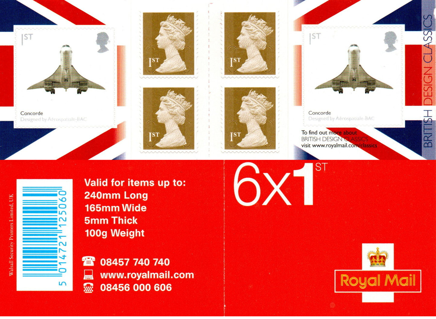 GB QEII 2009 British Design Classics. S/A Booklet PM19  6 x 1st Class U/M MNH