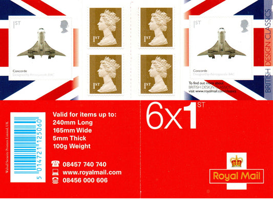 GB QEII 2009 British Design Classics. S/A Booklet PM19  6 x 1st Class U/M MNH