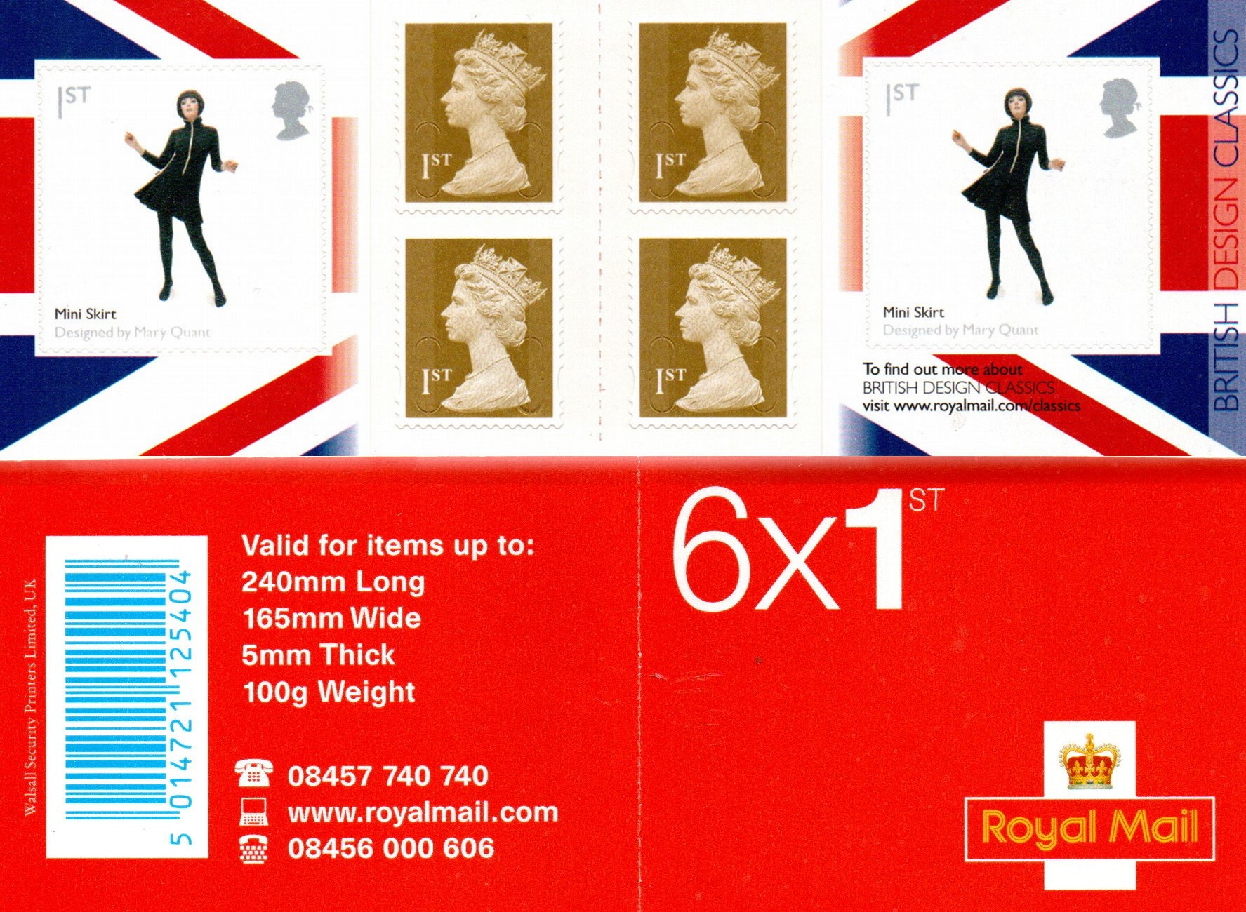 GB QEII 2009 British Design Classics. S/A Booklet PM20  6 x 1st Class U/M MNH