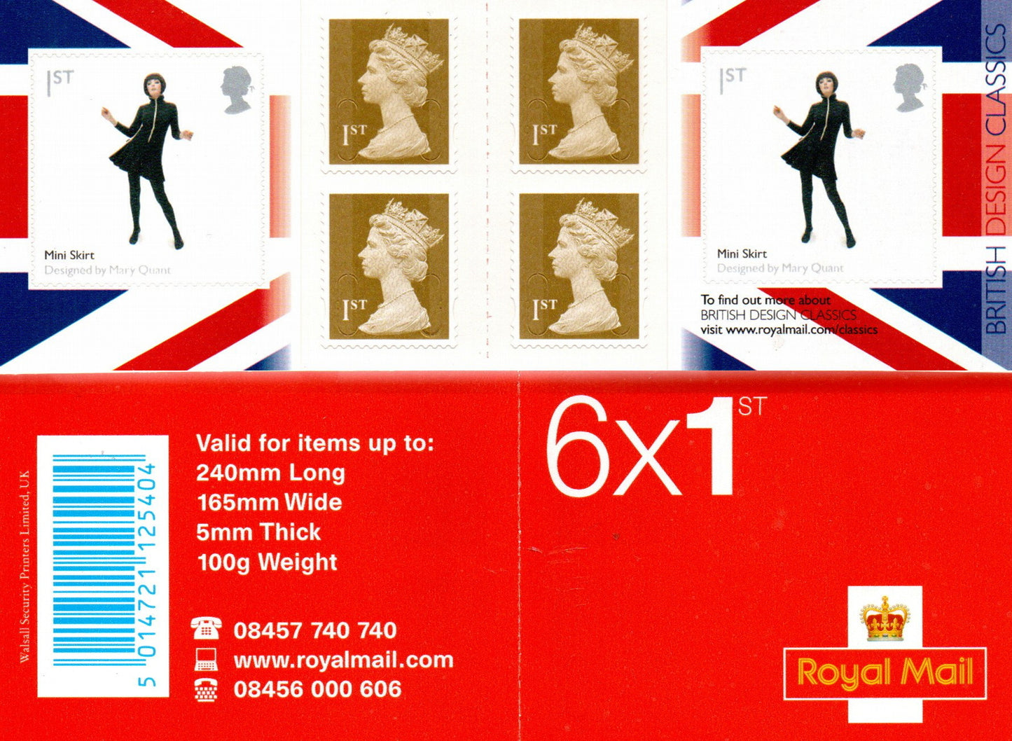 GB QEII 2009 British Design Classics. S/A Booklet PM20 6 x 1st Class U/M MNH