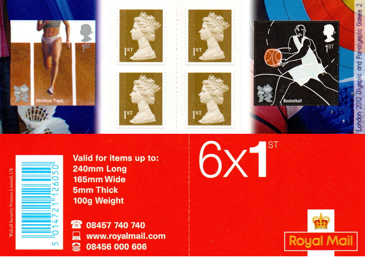 GB QEII 2010 Olympics & Paralympics. S/A Booklet PM22 6 x 1st Class U/M MNH