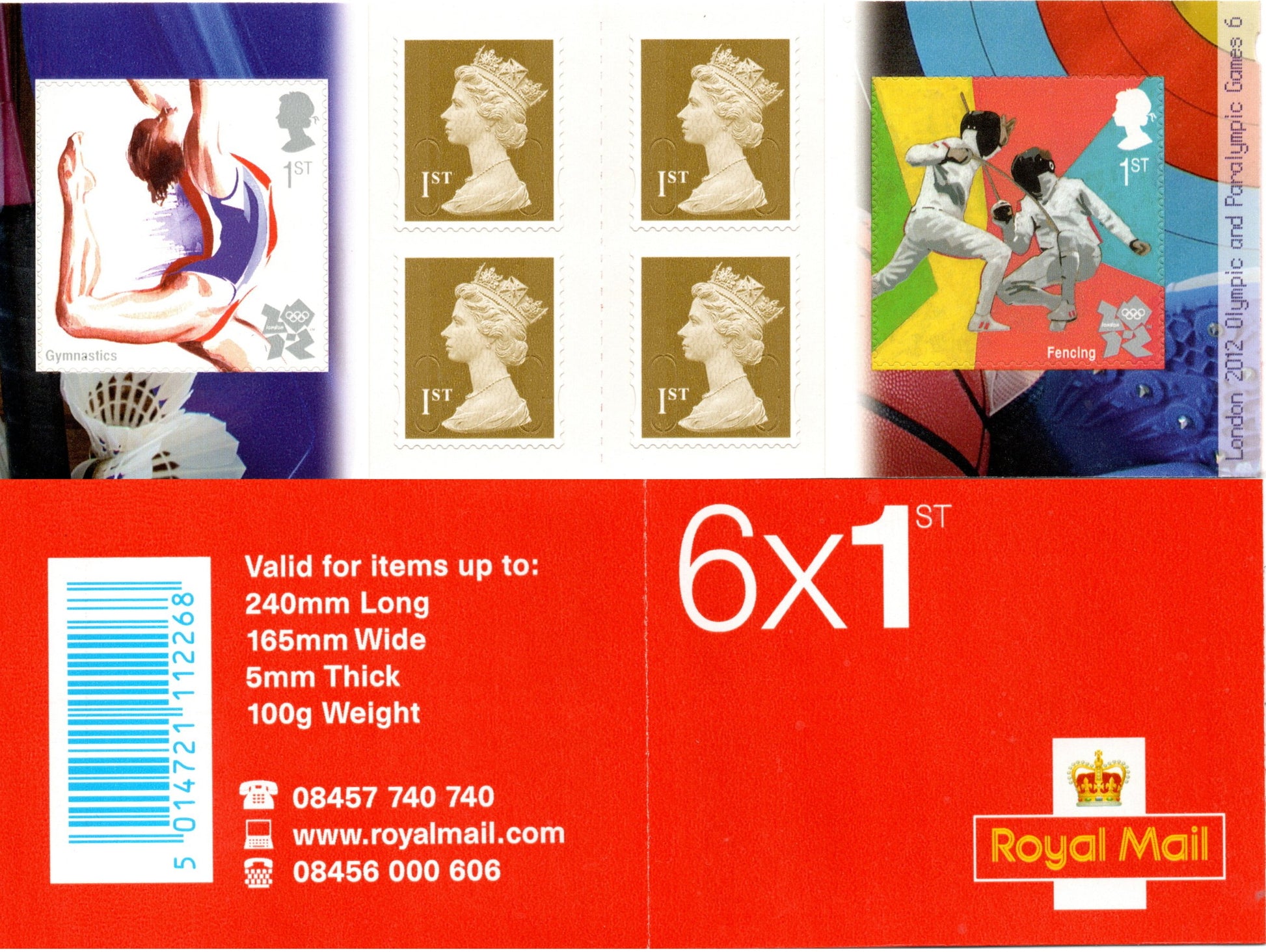 GB QEII 2012 Para & Olympics  S/A Booklet PM32 6 x 1st Class U/M MNH