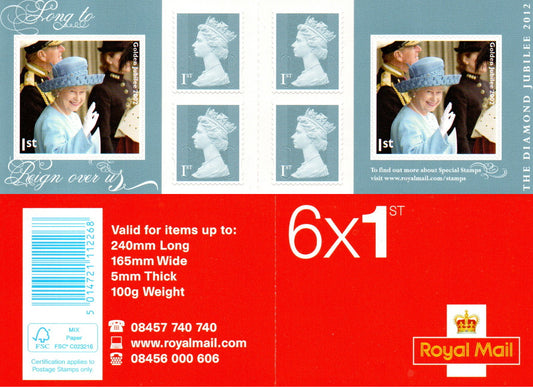 GB QEII 2012 Diamond Jubilee S/A Booklet PM33 4 x 1st Class U/M MNH