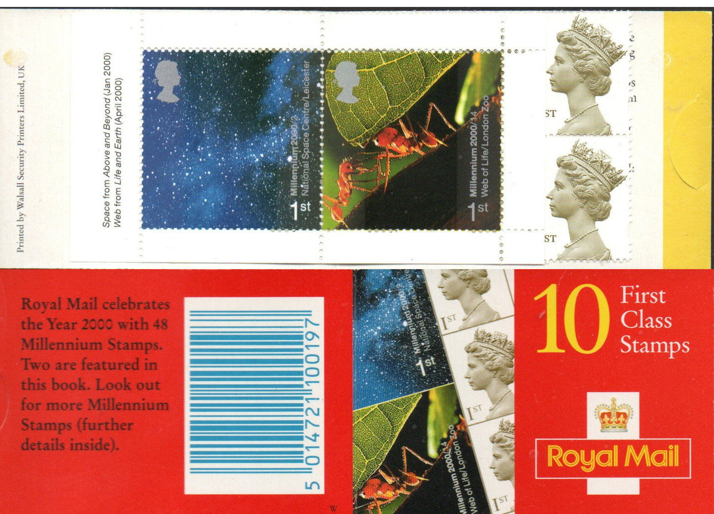 GB 2000 Booklet 4 x 1st Class HB3A Millennium Round Tab Code W Mint Condition