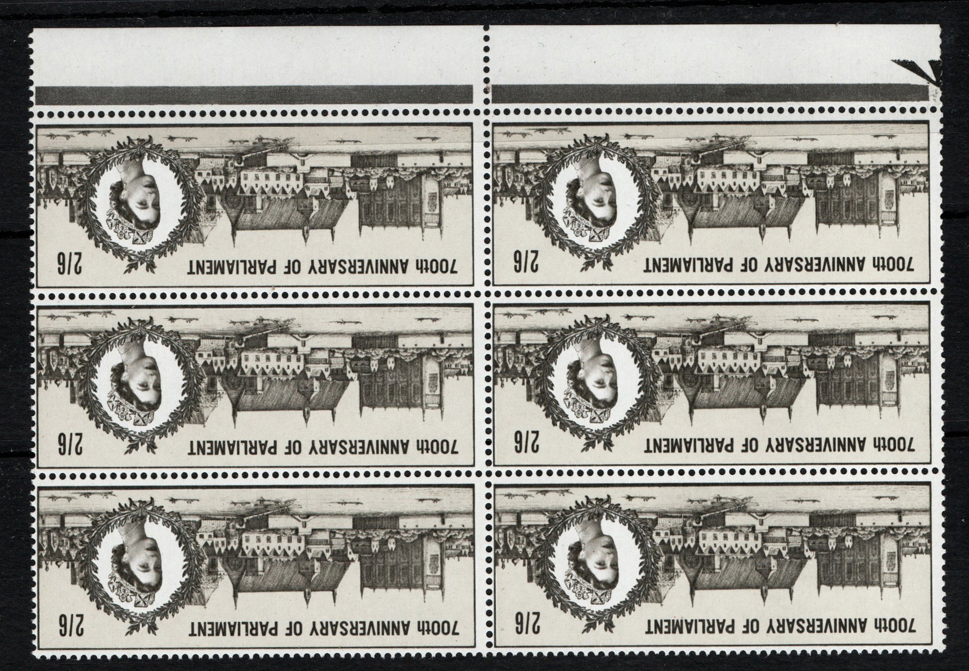 GB 1965 SG664wi Parliament Inverted Watermark error Block of 6 U/M